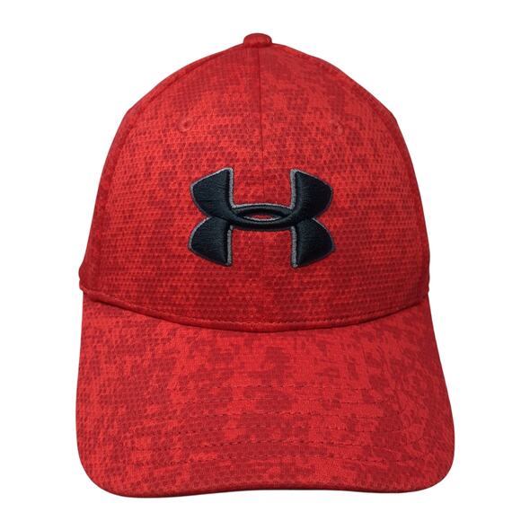 Under Armour Fitted Hat Red XL Embroidered Logo Camo 6 Panel Vent Holes - Picture 1 of 10